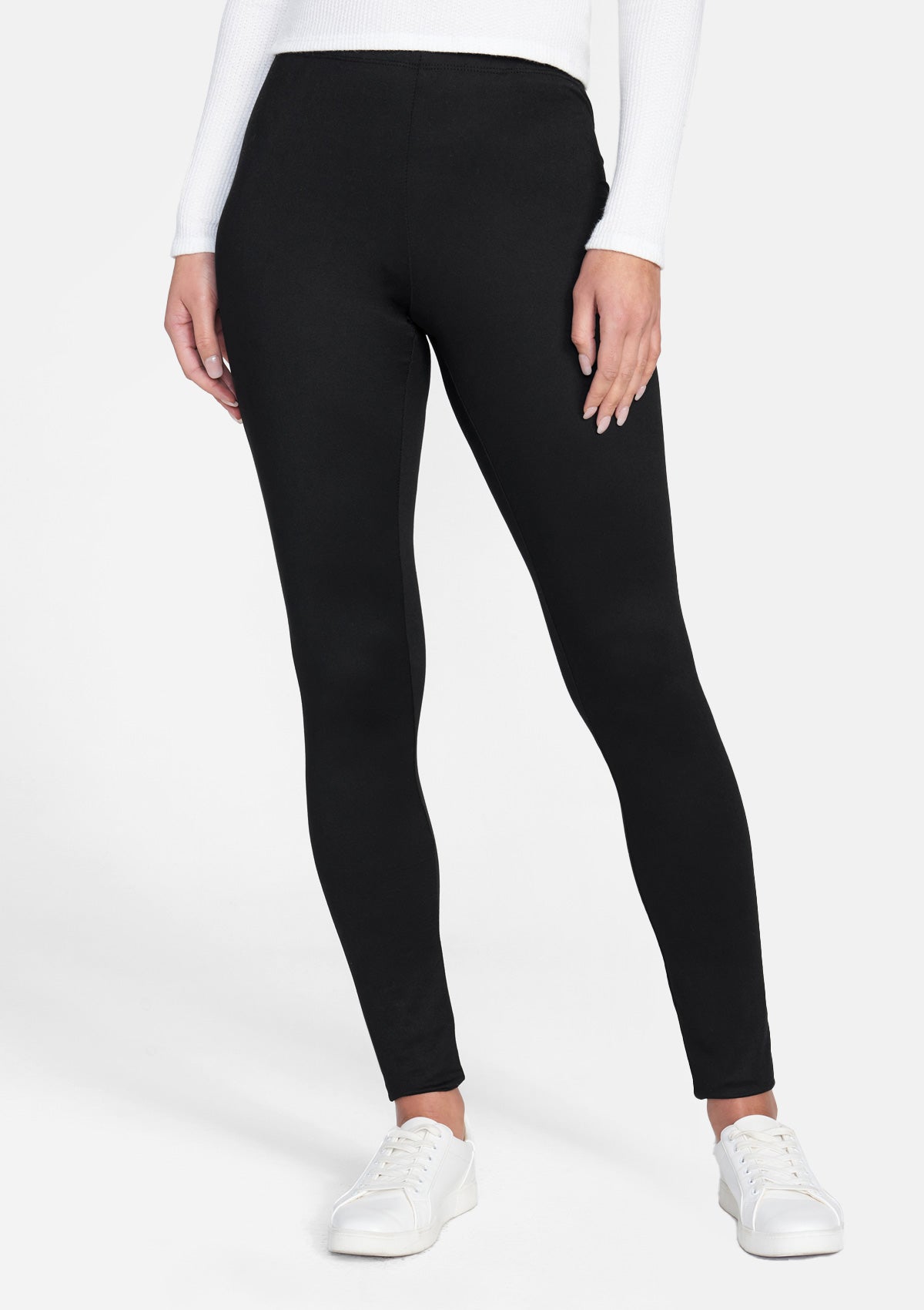 Alloy Apparel Tall High Waist Basic Leggings for Women in Black Size XL length 37 | Polyester