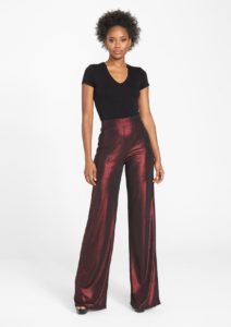 Alloy Apparel Tall Metallic Wide Leg Pant for Women in Burgundy Size S | Polyester