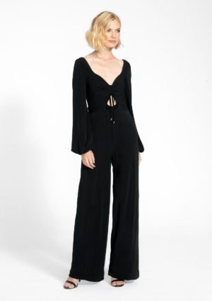Alloy Apparel Tall Rachel Wide Leg Jumpsuit for Women in Black Size S | Polyester