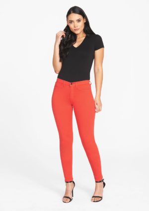 Alloy Apparel Tall Stretch Twill Plus Size Jean Leggings for Women in Flame Scarlet Size 10 length 37 | Cotton