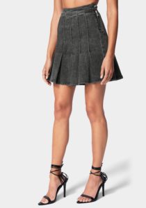 Pleated Denim Skirt