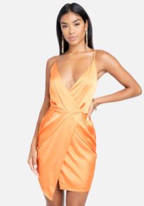 Surplice Satin Mini Dress