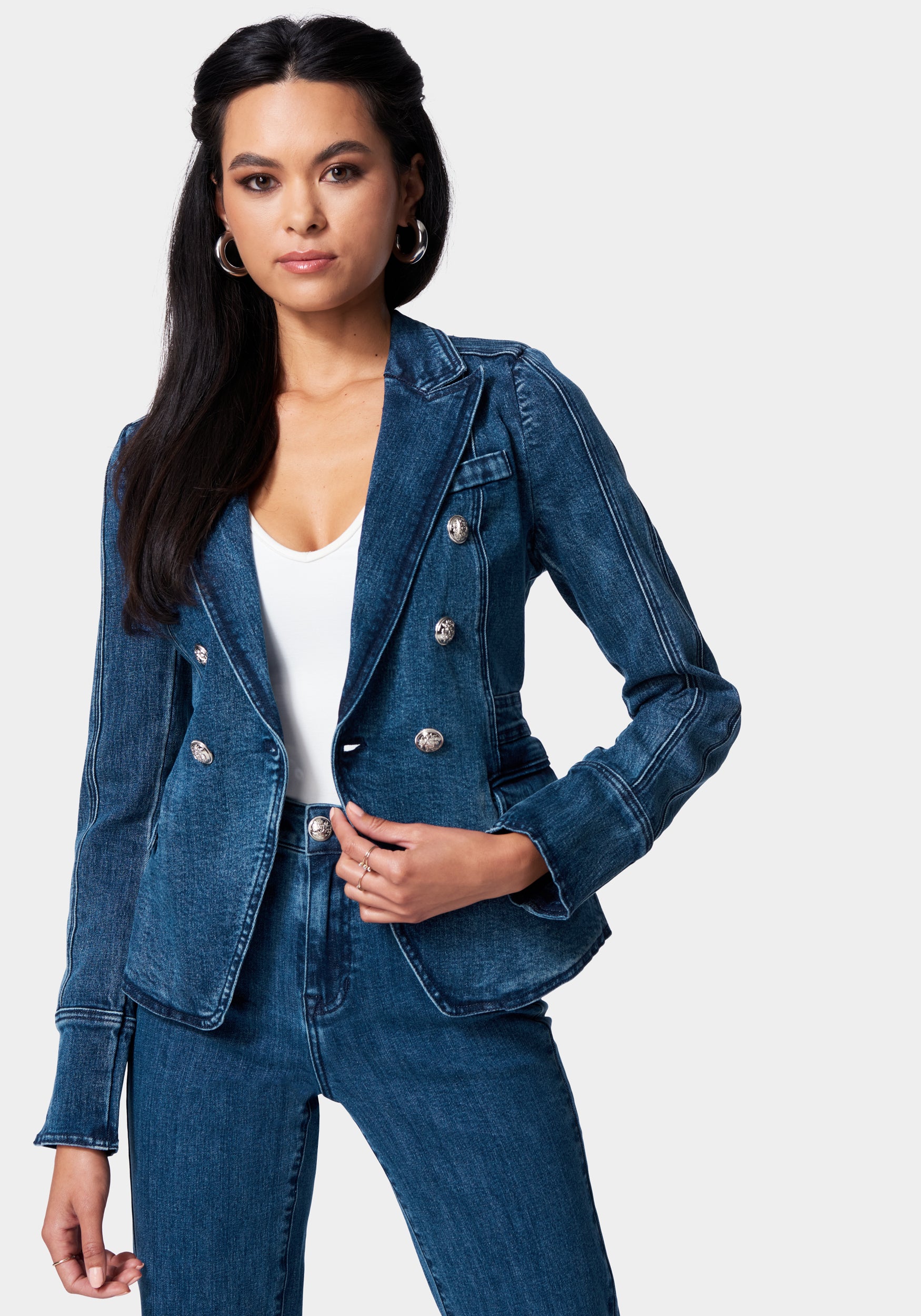 Tailored Double Breasted Denim Jacket