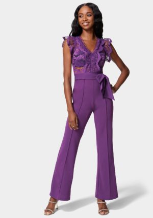 Lace Top Wide Leg Jumpsuit