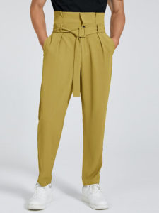 Men Casual Belt Big Pocket Pants