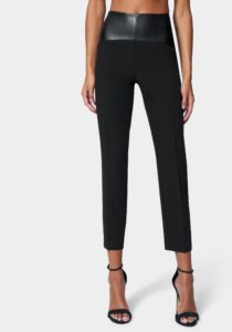 Vegan Leather Slim Tailored Twill Pant