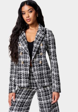 Double Beasted Tailored Boucle Jacket
