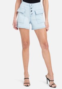 High Waist Pocket Detail Denim Shorts