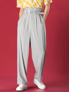 Men High Waist Casual Wide Leg Pants