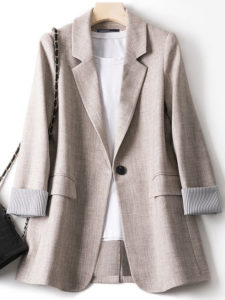 Stripe Panel Long Sleeve Button Front Lapel Blazer