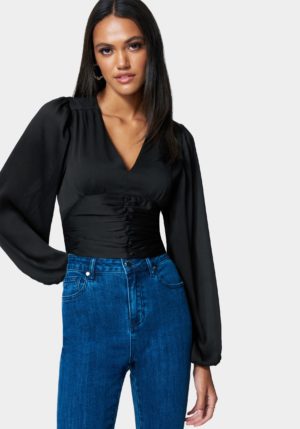Deep V Front Button Top