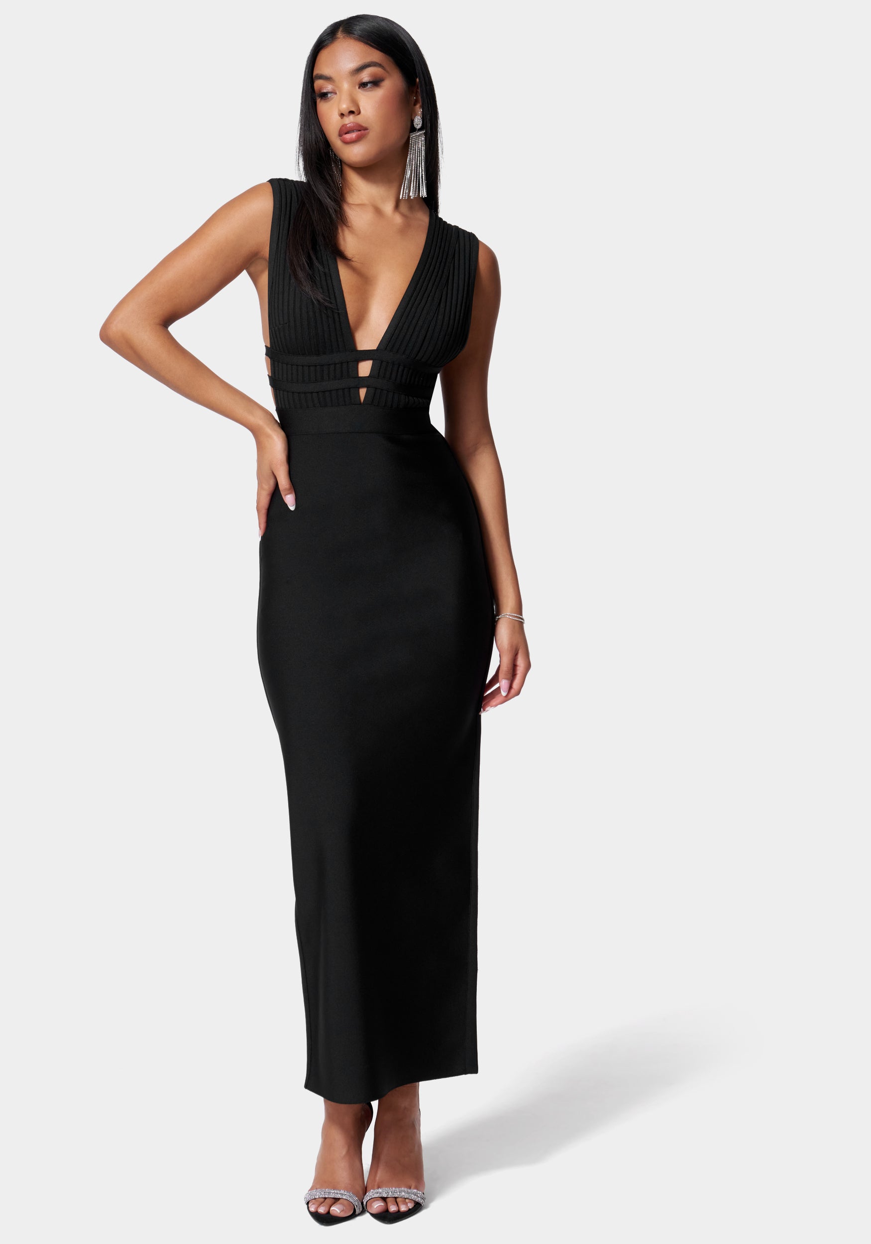 Luxe Bandage Plunge Neck Gown
