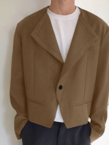 Mens Loose Lapel Solid Color Short Blazer
