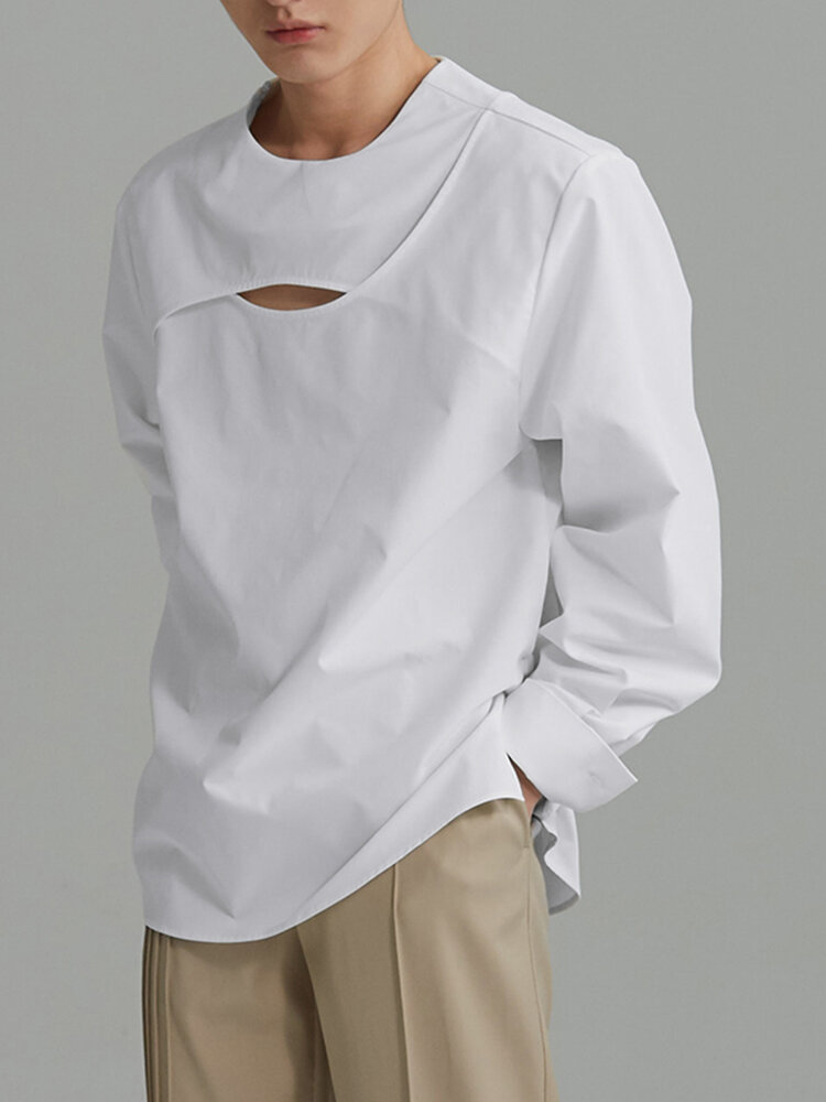 Men's Loose Solid Color Long-sleeved T-Shirts