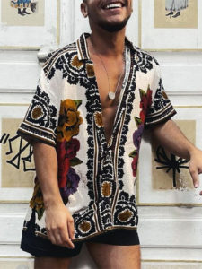 Mens Vintage Floral Print Shirt