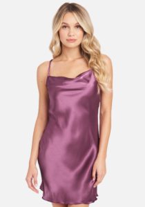 Satin Cowl Neck Slip Mini Dress