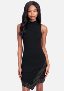 Asymmetrical Embellished Mini Dress