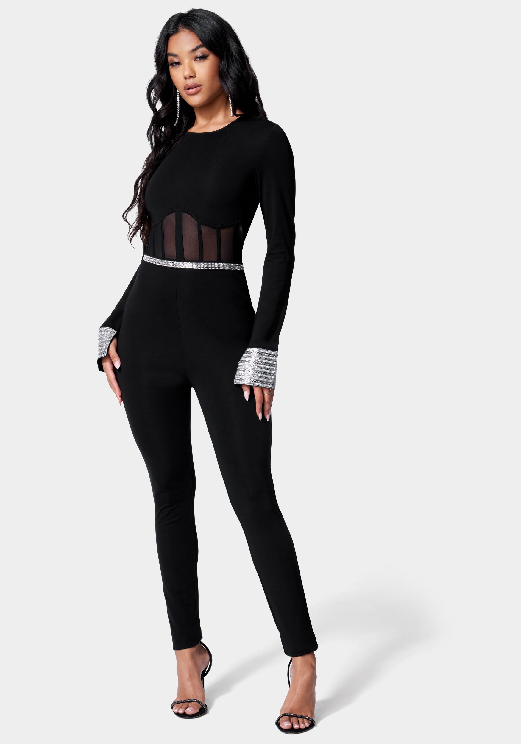Embellished Corset Detail Catsuit - The Local Chirp