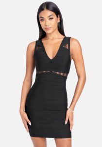 Mesh Illusion Cut Out Bandage Dress