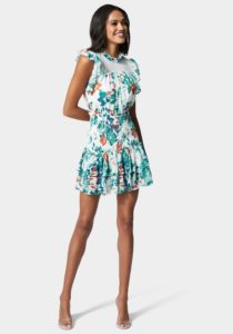 Printed Smocked Tiered Mini Dress